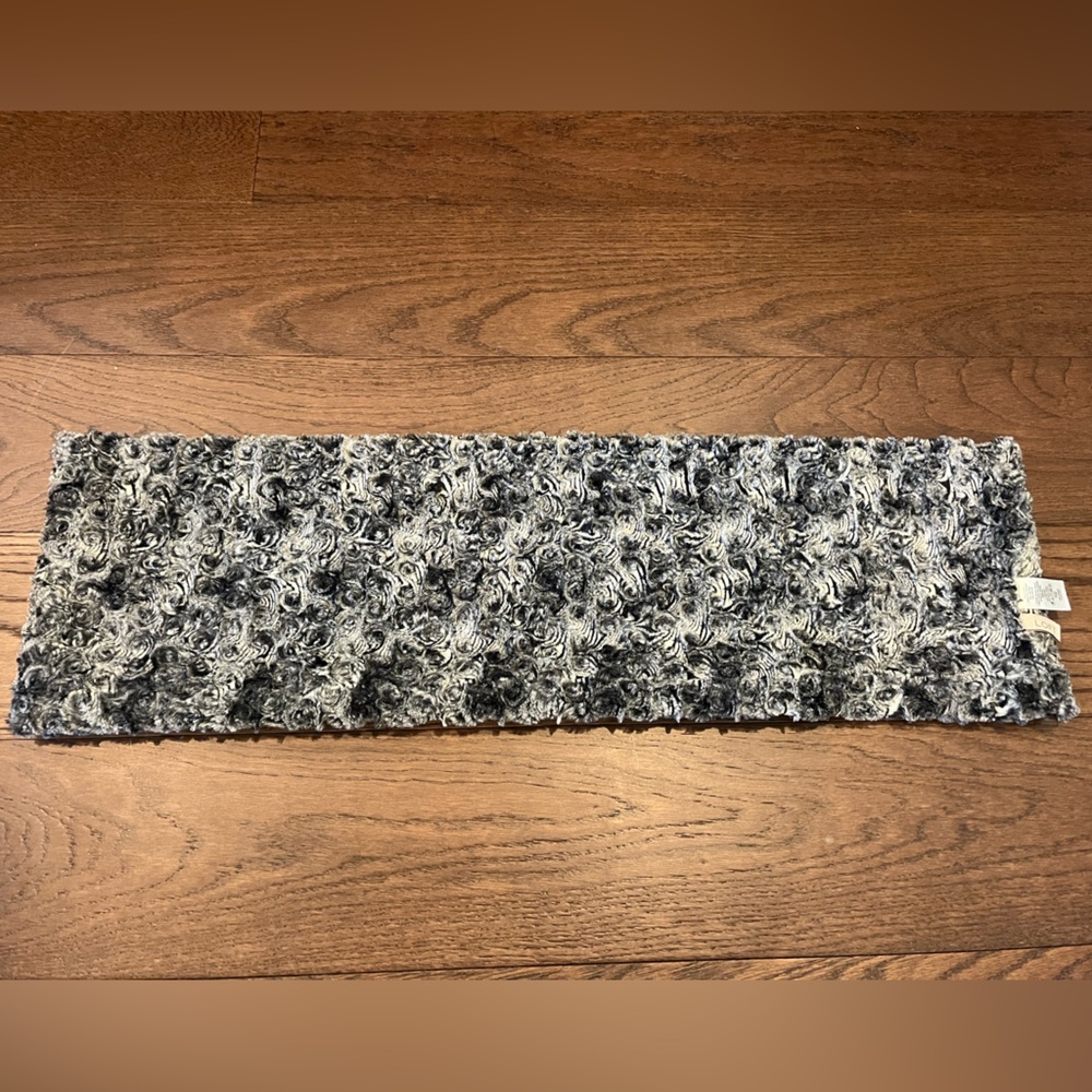 Black, white, and grey fluffy scarf